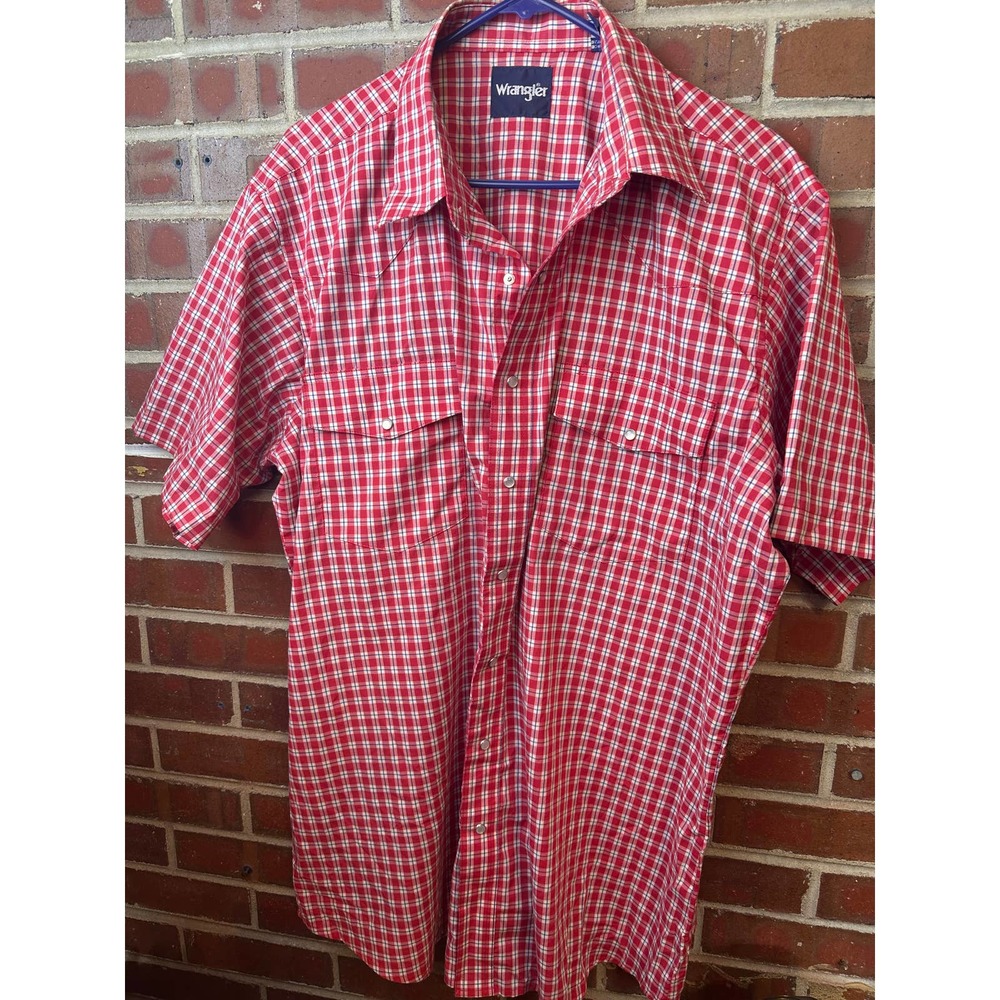 Men's WRANGLER Short Sleeve Pearl Snap Western Shirt XLT